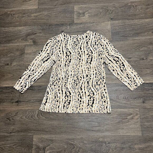 J. McLaughlin Leopard Animal Print 3/4 Sleeve Blouse Size Medium - Picture 3 of 3